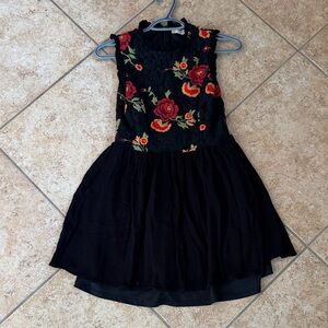 Altar'd State Black dress with floral embroidery